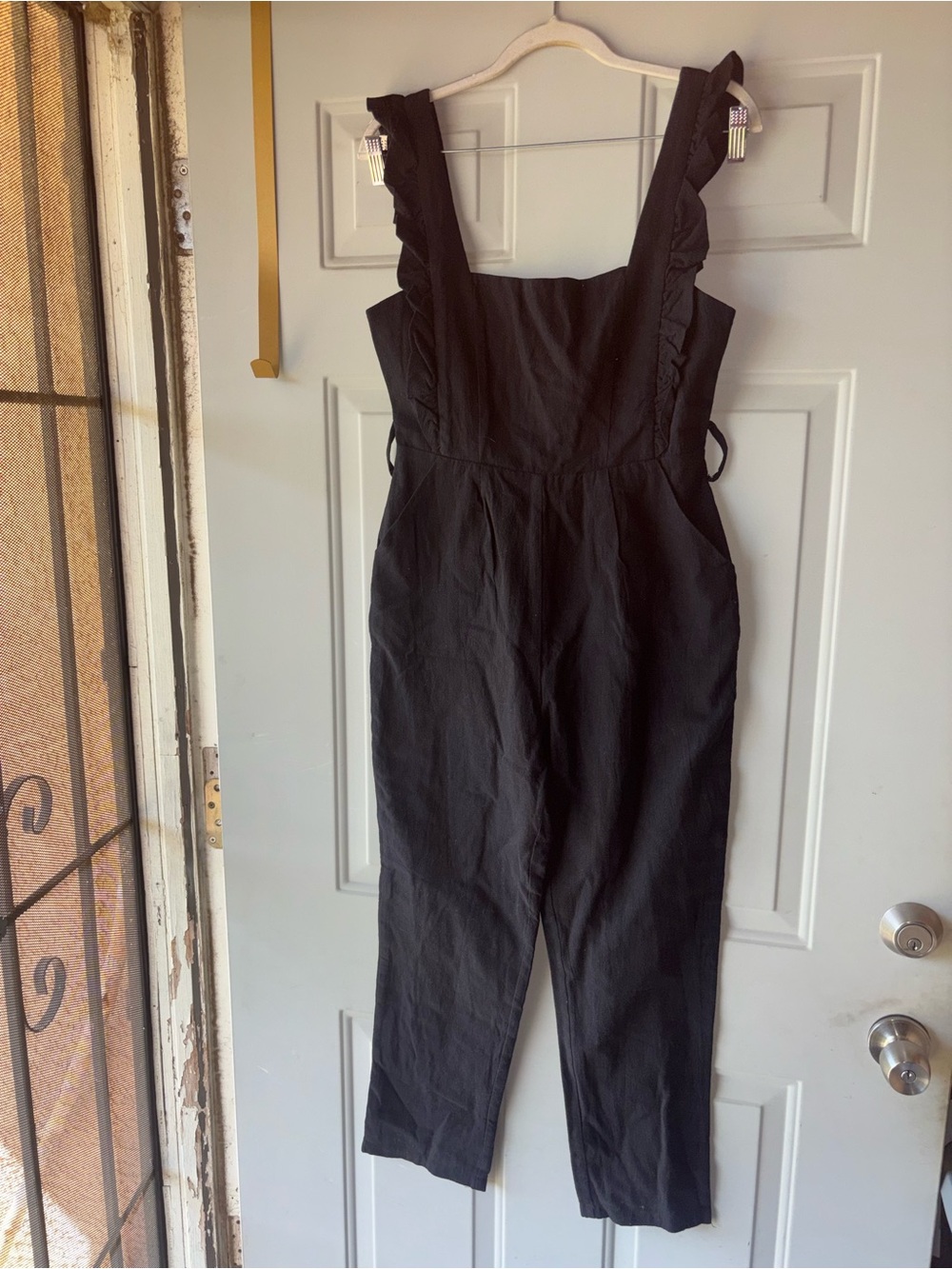 Hello Molly black cropped jumpsuit size 6